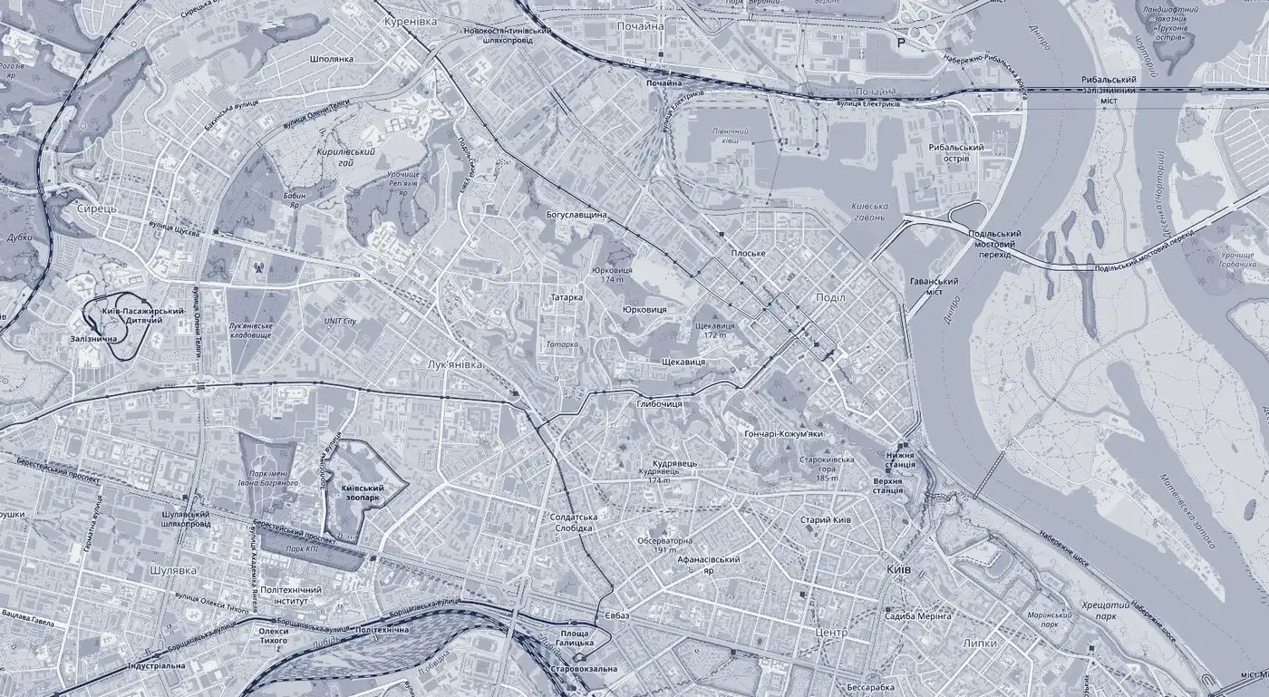 Карта центру Києва з музеями заповідника